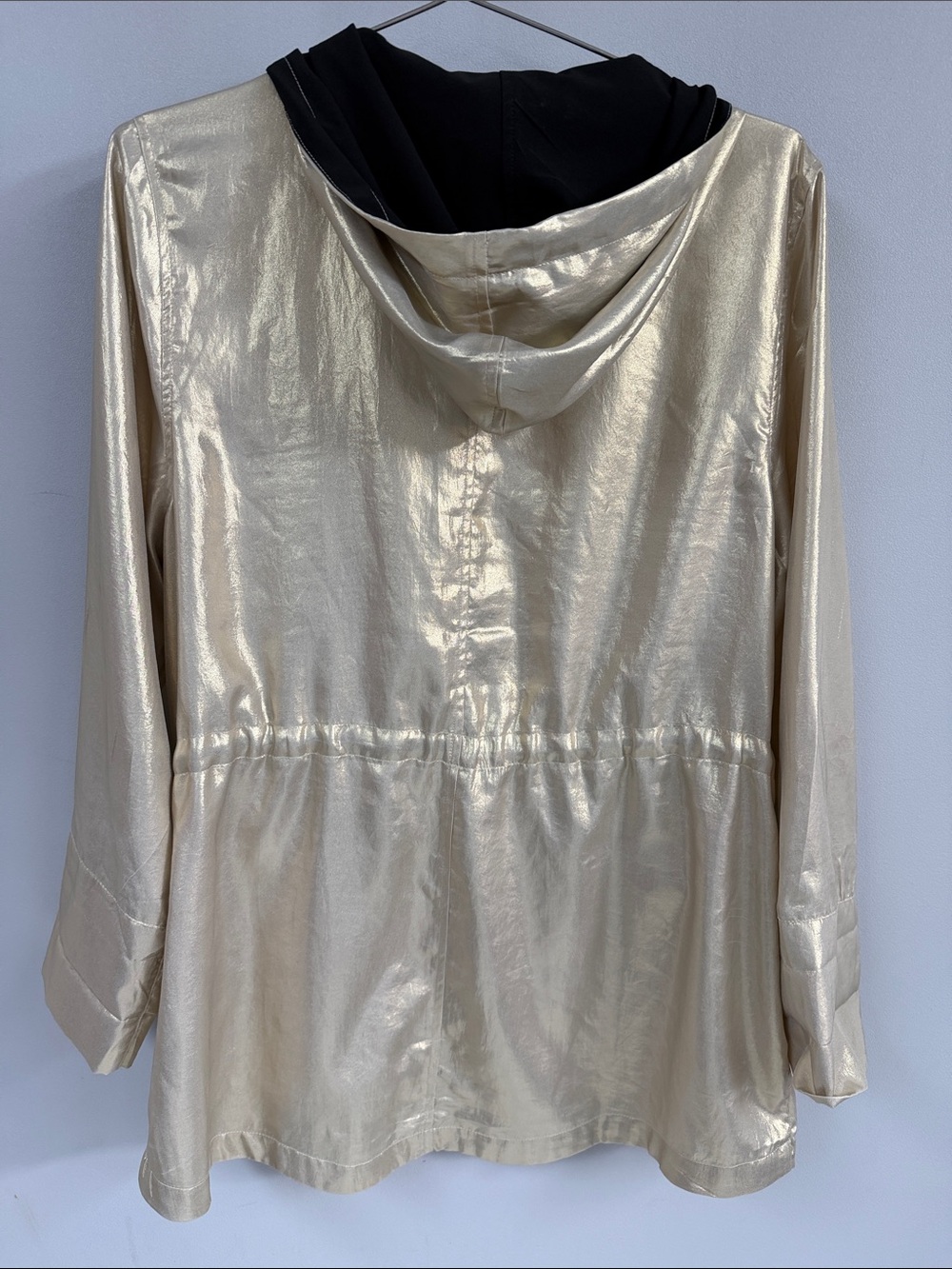 Metallic Gold Cream Hooded Utility Jacket with Black Trim - Zenergy by Chico’s - Picture 4 of 5